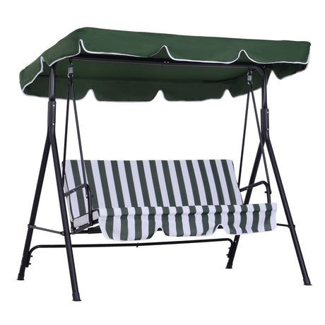 easycomfort easycomfort dondolo da giardino 3 posti con tetto e struttura in acciaio a righe verde e bianco