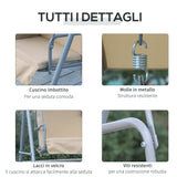 easycomfort dondolo da giardino 2 posti separati con tavolino e tetto regolabile in metallo 175x112x165cm beige