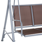 easycomfort easycomfort dondolo da giardino a 3 posti struttura in metallo marrone 170 x 112 x 153 cm