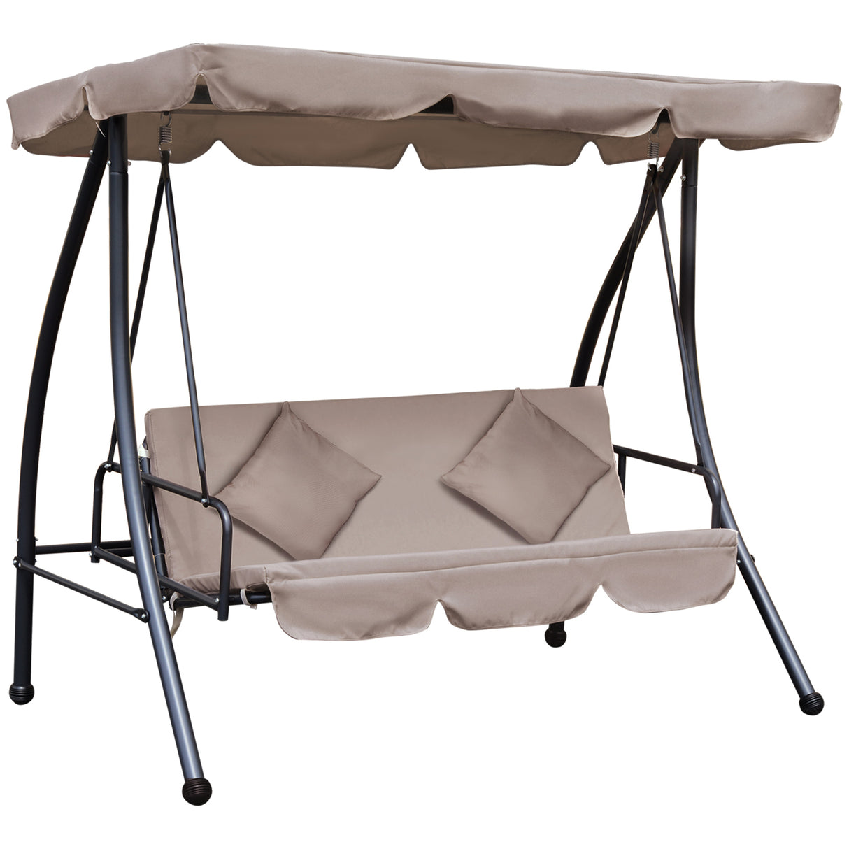 easycomfort dondolo da esterni 2 in1 per 3 persone convertibile in letto con tettuccio 200x125x170cm beige