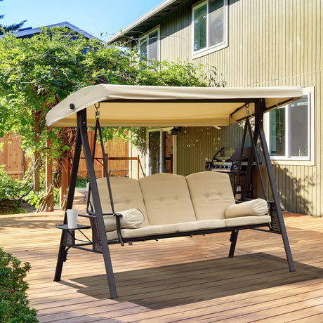 easycomfort dondolo da giardino 3 posti con tetto inclinabile e cuscini imbottiti