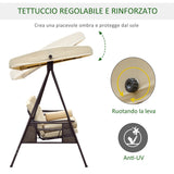 easycomfort dondolo da giardino 3 posti con tetto inclinabile e cuscini imbottiti