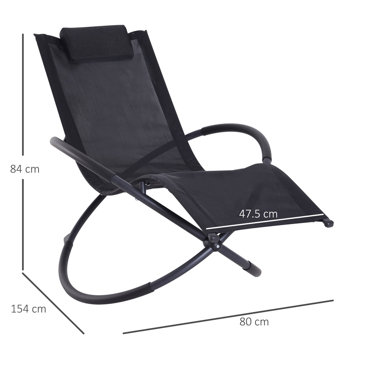 easycomfort easycomfort sedia a dondolo moderna in textilene nero 154x80x84cm