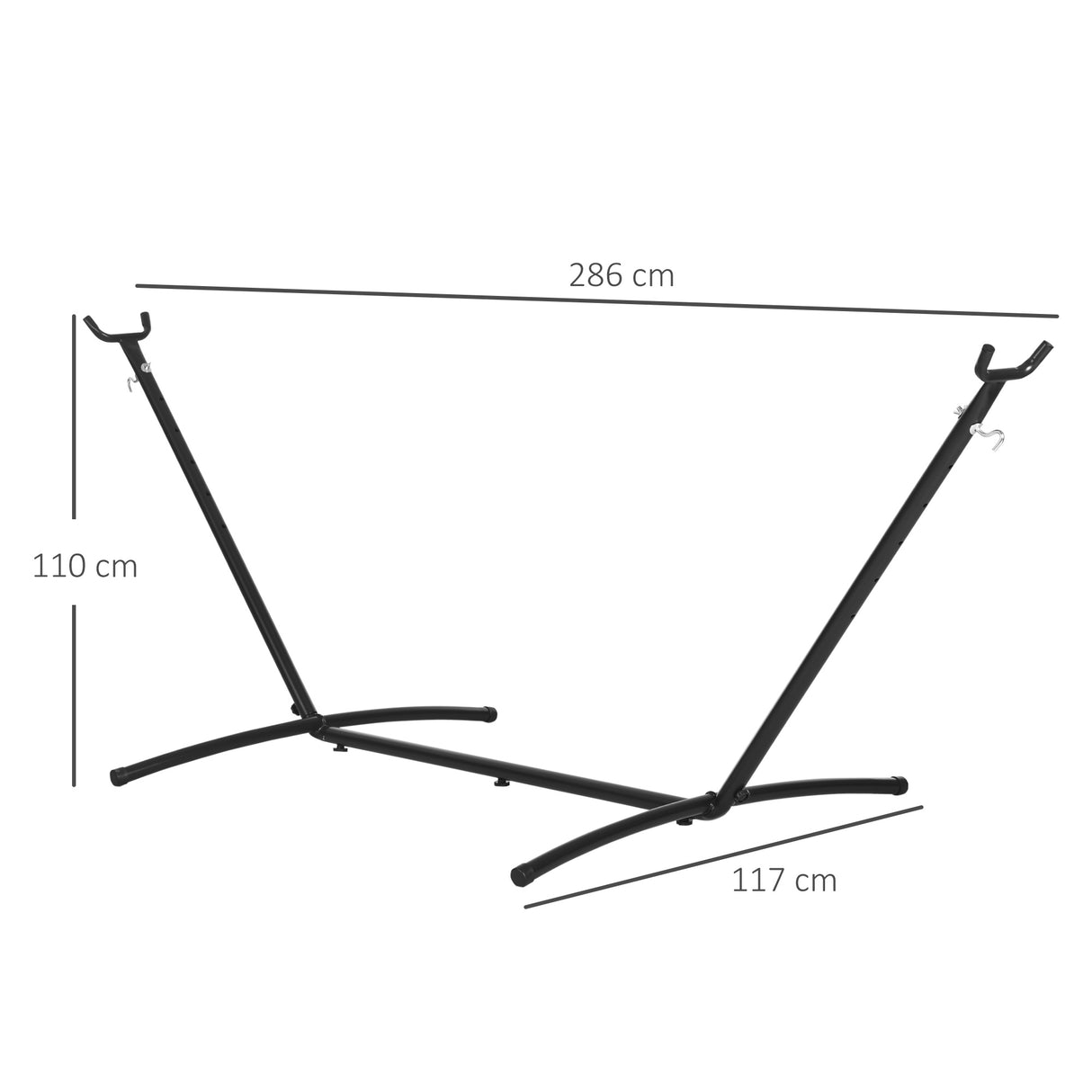 easycomfort easycomfort supporto struttura portante per amaca regolabile max.150kg nero 280x120x110cm