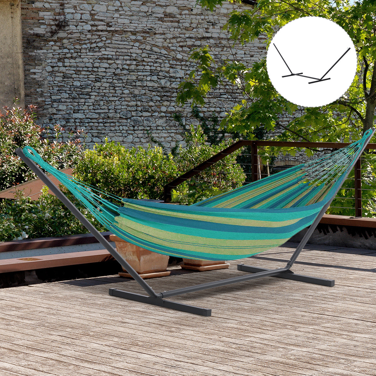 easycomfort easycomfort struttura portante per amaca supporto max. 150 kg in metallo nero 360x92x115cm