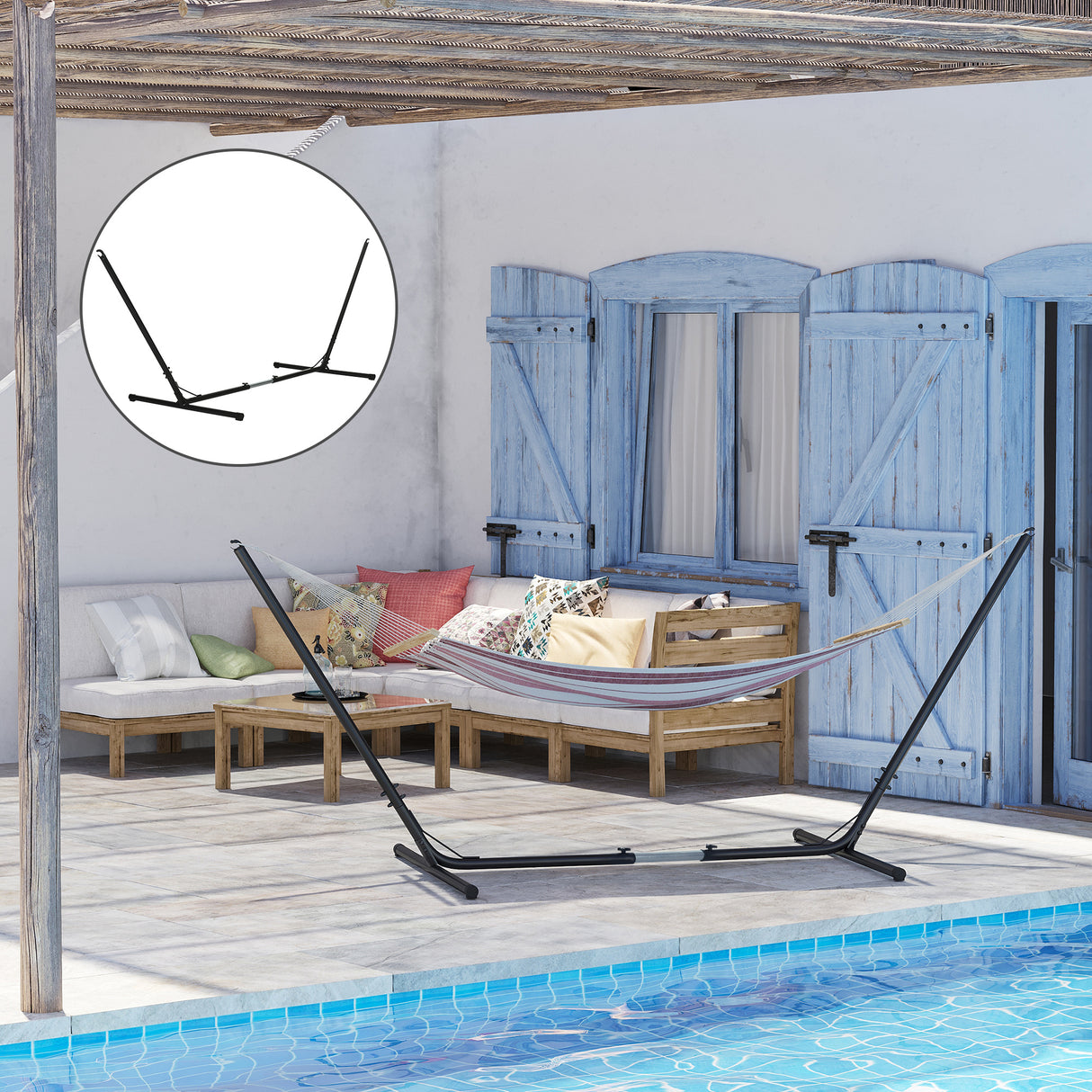 easycomfort easycomfort supporto struttura portante per amaca regolabile max. 150 kg nero 308 380x108x120cm