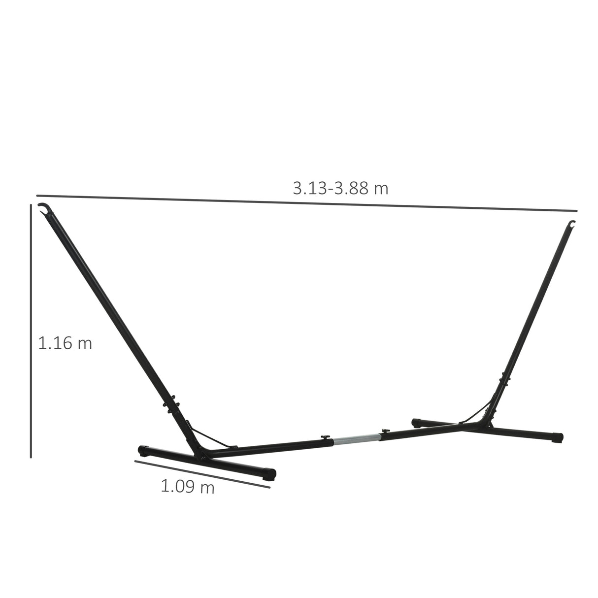 easycomfort easycomfort supporto struttura portante per amaca regolabile max. 150 kg nero 308 380x108x120cm