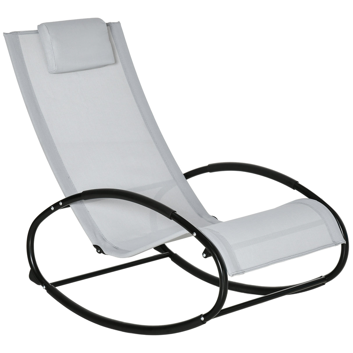 easycomfort sdraio da giardino zero gravity sedia a dondolo con cuscino e tessuto traspirante 105x62x88cm grigia