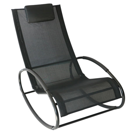 easycomfort easycomfort sdraio dondolo da esterno telaio in acciaio rivestimento in textilene nero