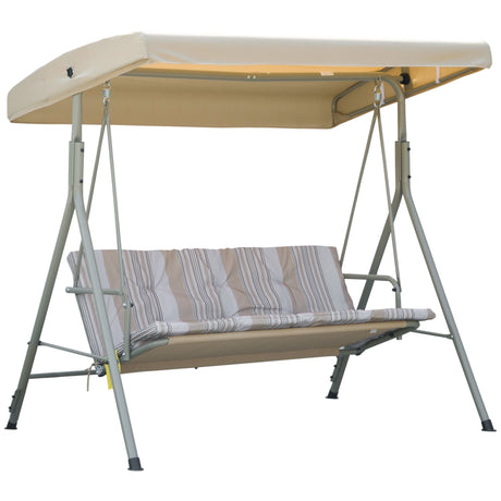 easycomfort easycomfort dondolo da giardino 3 posti in acciaio con tetto regolabile cuscini e braccioli 172x110x156cm