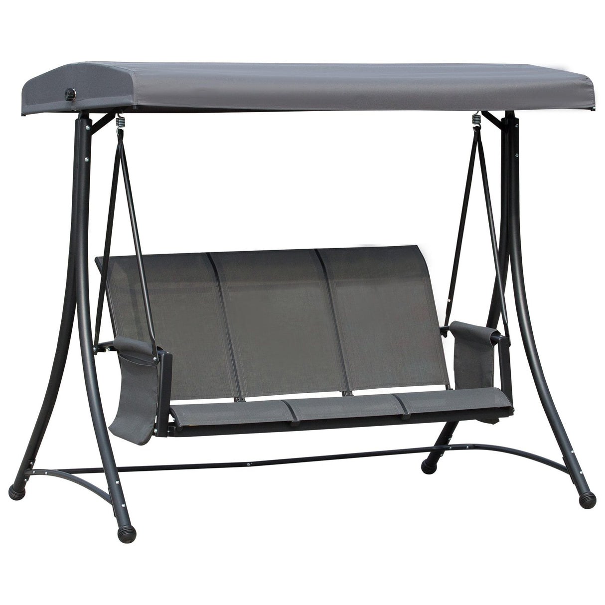 easycomfort easycomfort dondolo 3 posti da giardino o terrazzo con tettuccio regolabile e tasche portaoggetti grigio scuro 196x128x172cm