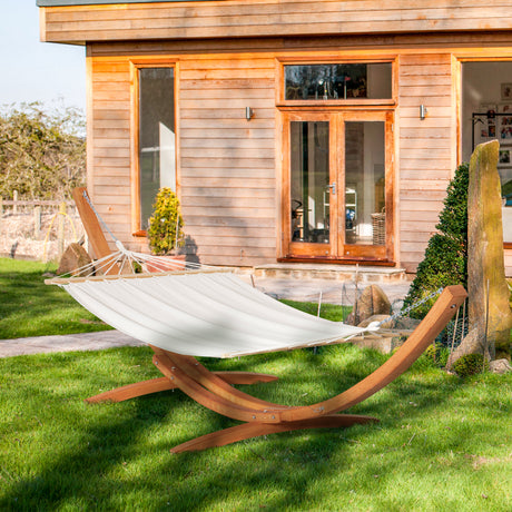 easycomfort amaca con supporto in legno di pino e cotone per giardino 392x120x102cm bianca peso 150kg