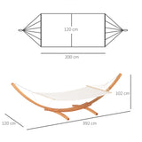 easycomfort amaca con supporto in legno di pino e cotone per giardino 392x120x102cm bianca peso 150kg