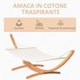 easycomfort amaca con supporto in legno di pino e cotone per giardino 392x120x102cm bianca peso 150kg
