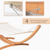 easycomfort amaca con supporto in legno di pino e cotone per giardino 392x120x102cm bianca peso 150kg