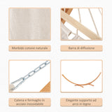 easycomfort amaca con supporto in legno di pino e cotone per giardino 392x120x102cm bianca peso 150kg