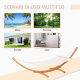 easycomfort amaca con supporto in legno di pino e cotone per giardino 392x120x102cm bianca peso 150kg