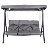 easycomfort easycomfort dondolo reclinabile 3 posti in tessuto con cuscini e tetto regolabile grigio 200 x 115 x 168 cm