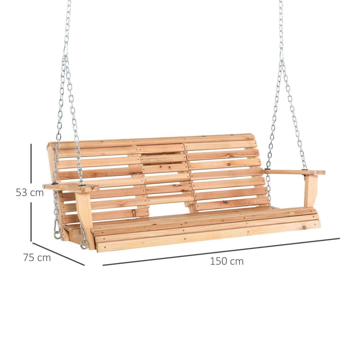 easycomfort easycomfort dondolo sospeso 3 posti in legno con tavolino pieghevole e portabicchieri