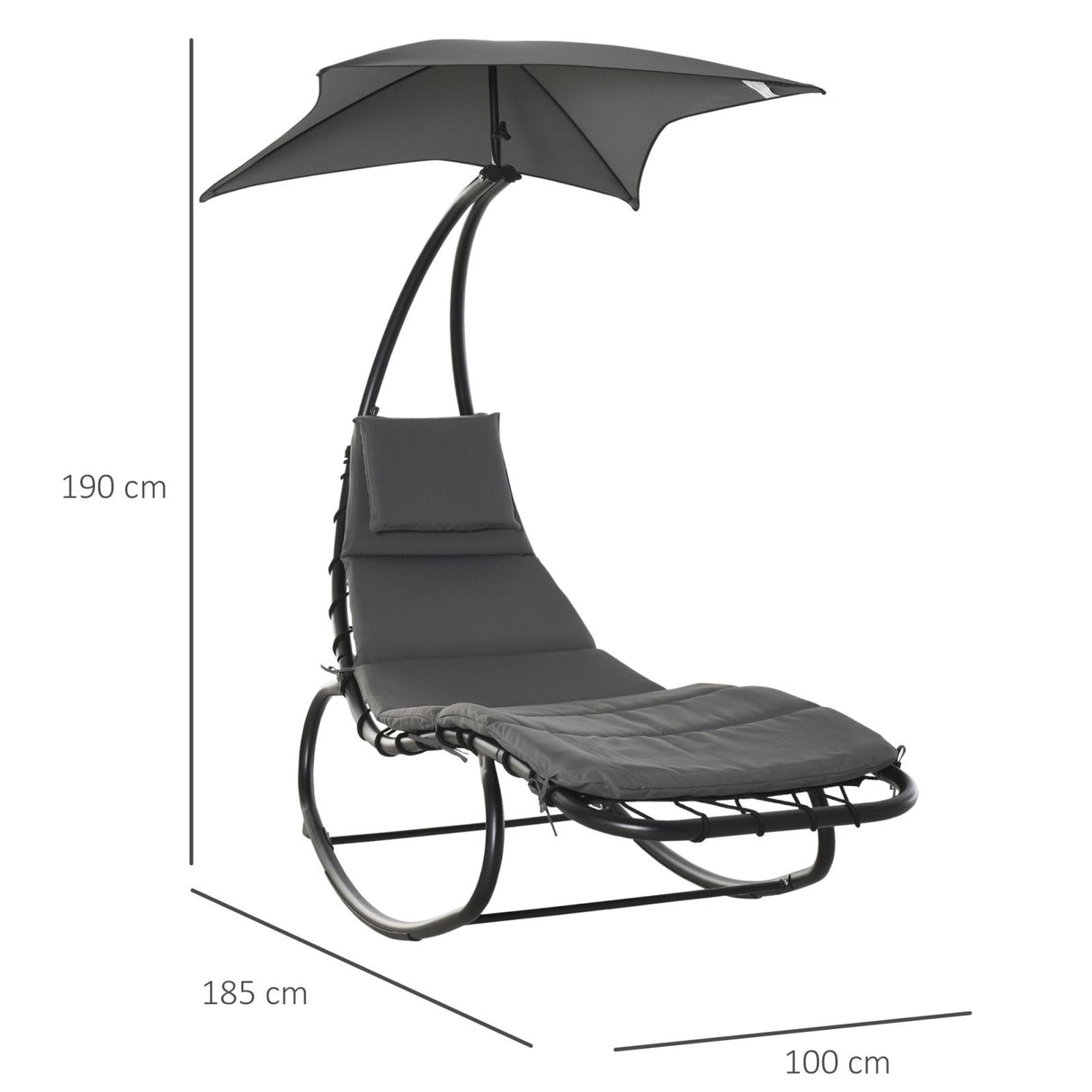 easycomfort easycomfort lettino a dondolo da giardino sdraio prendisole per esterno grigia