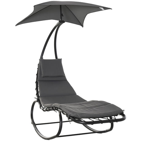easycomfort easycomfort lettino a dondolo da giardino sdraio prendisole per esterno grigia
