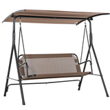 easycomfort easycomfort dondolo da giardino terrazza 3 posti con tettuccio regolabile in metallo e texteline 172x110x155cm marrone