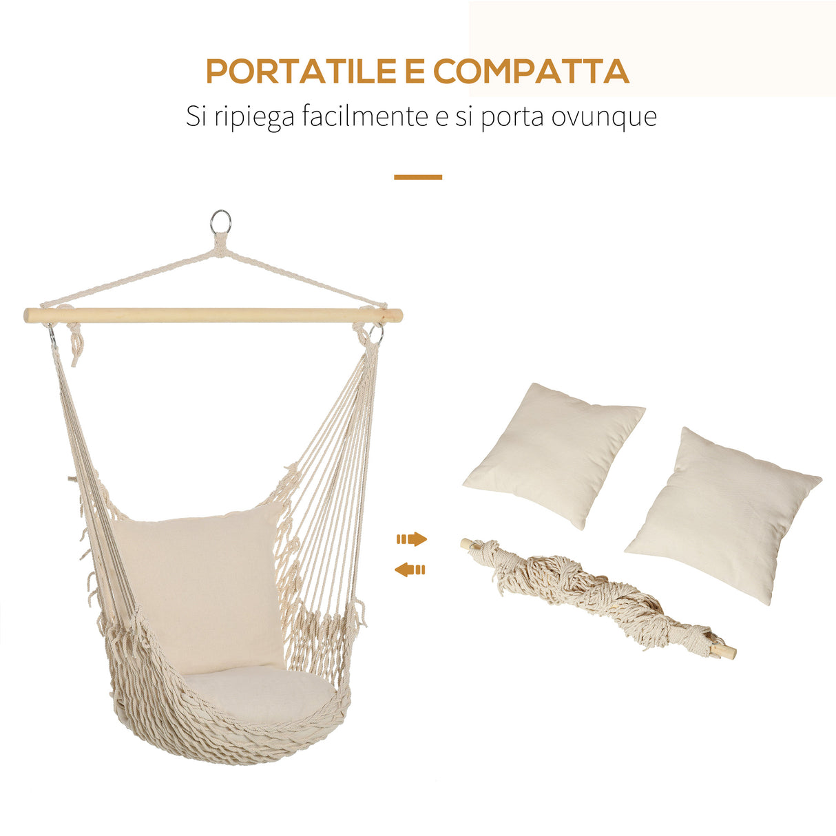 easycomfort easycomfort amaca altalena imbottita in corda per interni ed esterni bianca