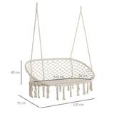 easycomfort easycomfort amaca a dondolo da giardino e casa a 2 posti telaio metallo e seduta cotone 130x75x40cm bianco crema