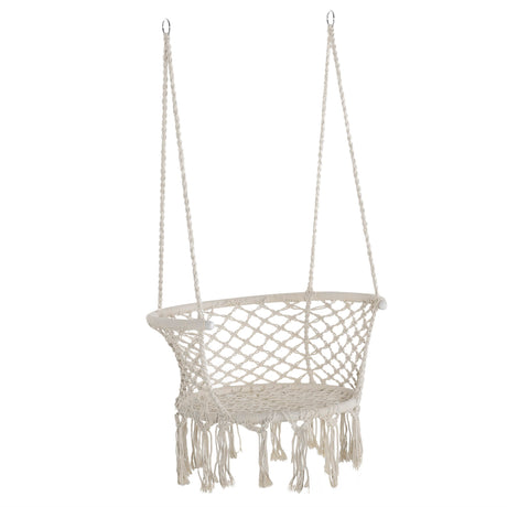easycomfort sedia sospesa in poliestere e macrame per interni ed esterni crema