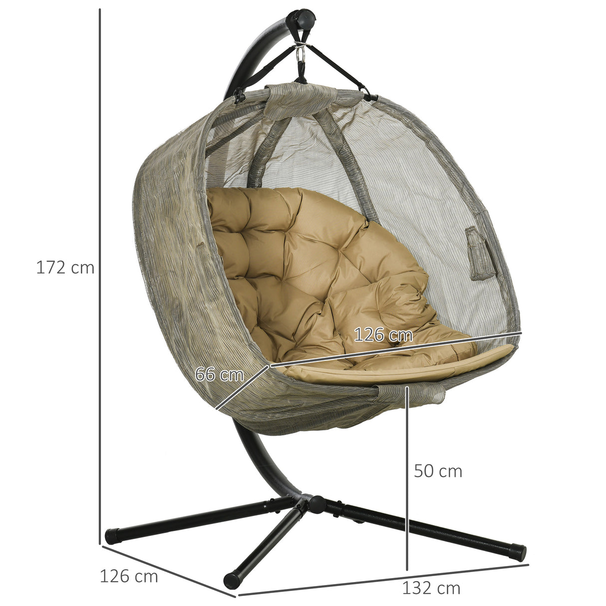 easycomfort easycomfort poltrona sospesa 2 posti per giardino e casa con struttura in acciaio e cuscino 132x126x172cm
