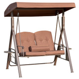 easycomfort dondolo da giardino 2 posti con tettuccio regolabile e porta bicchieri 157x118x180 cm marrone
