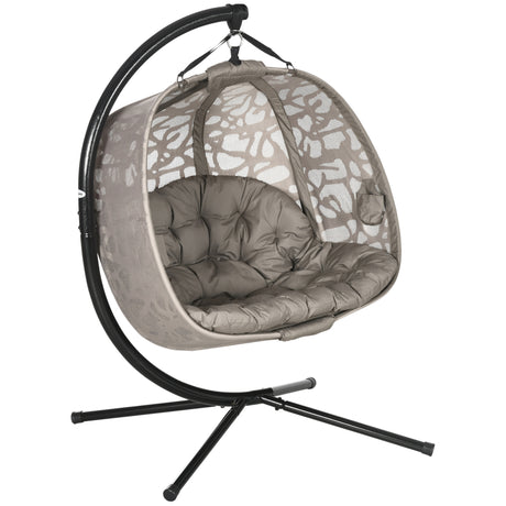 easycomfort easycomfort poltrona sospesa 2 posti con 2 tasche 2 cuscini e cesto pieghevole 130x103x172 cm