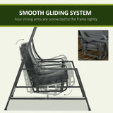 easycomfort dondolo da giardino 2 posti in acciaio con tettuccio inclinabile e cuscini 148x129x172 cm