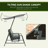 easycomfort dondolo da giardino 2 posti in acciaio con tettuccio inclinabile e cuscini 148x129x172 cm