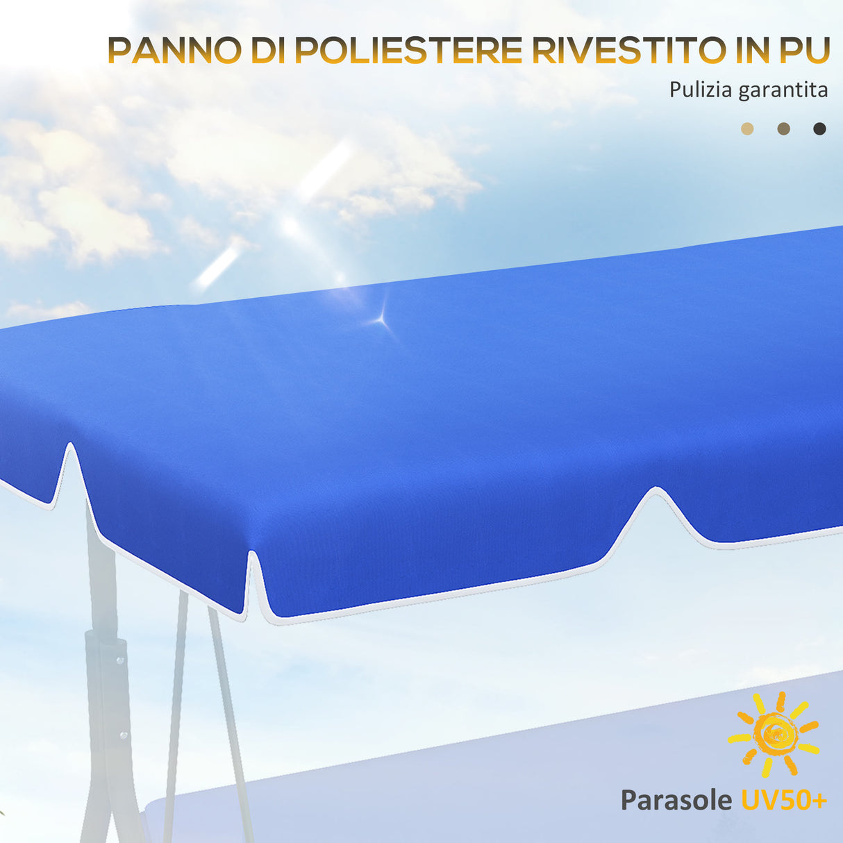 easycomfort tettuccio di ricambio per dondolo in poliestere con protezione uv50+ 192x144cm blu