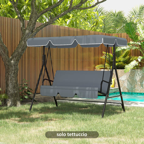 easycomfort tettuccio di ricambio per dondolo in poliestere con protezione uv50+ 192x144cm grigio scuro