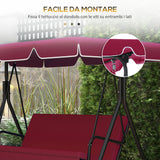 easycomfort tettuccio di ricambio per dondolo in poliestere con protezione uv50+ 192x144cm rosso