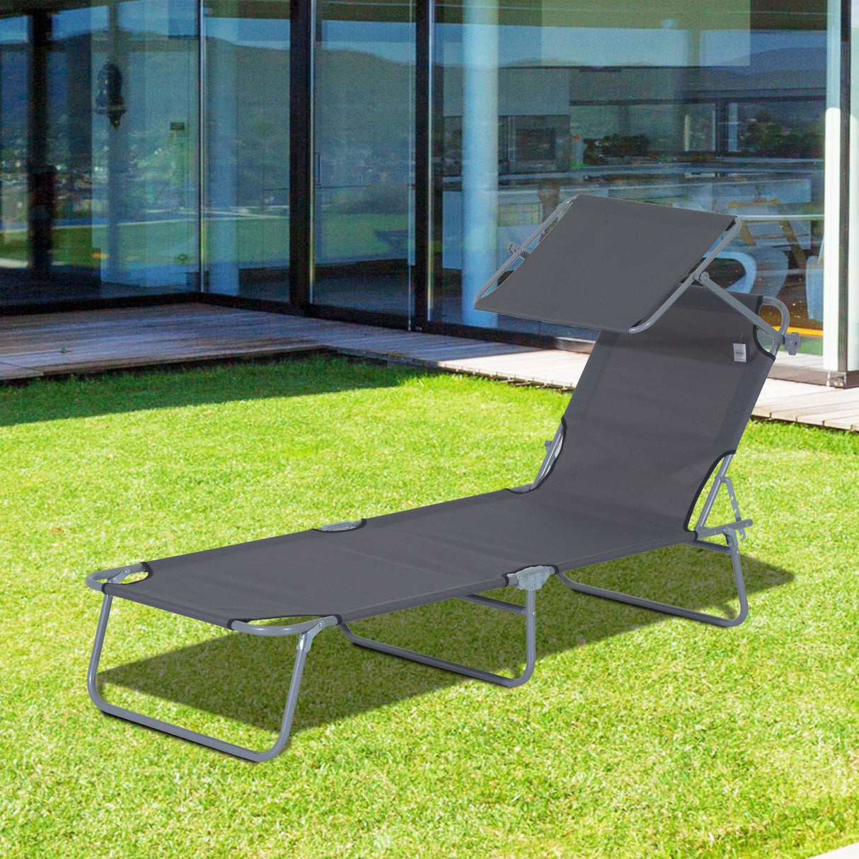 easycomfort easycomfort sdraio prendisole con tettuccio pieghvole schienale reclinabile grigio