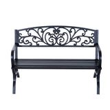 easycomfort easycomfort panchina da esterno in ghisa lavorata nero 127x60x85cm