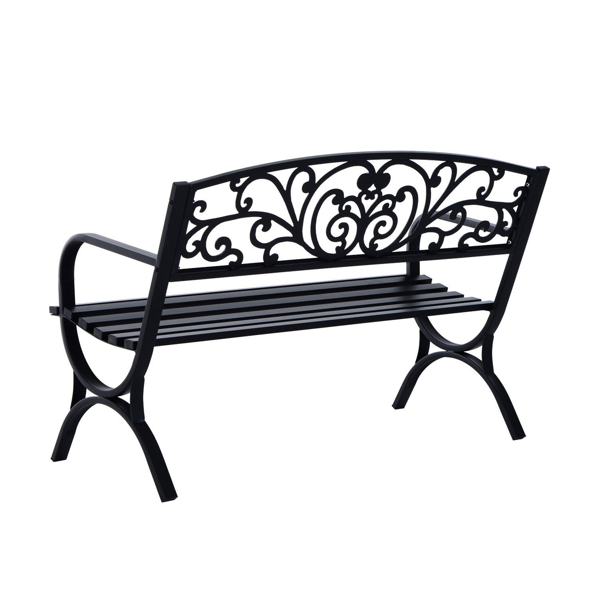 easycomfort easycomfort panchina da esterno in ghisa lavorata nero 127x60x85cm