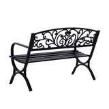 easycomfort easycomfort panchina da esterno in ghisa lavorata nero 127x60x85cm