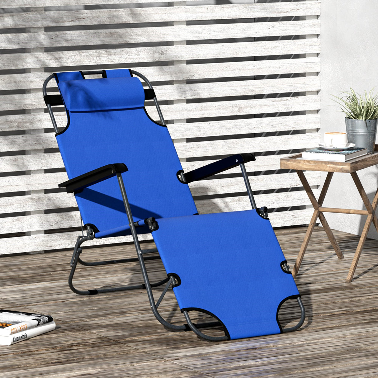 easycomfort lettino sdraio pieghevole e richiudibile da giardino in tessuto oxford 135x60x89cm blu