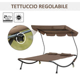 easycomfort easycomfort lettino matrimoniale 2 posti parasole regolabile da esterno e giardino 200x175 x134cm marrone