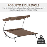 easycomfort easycomfort lettino matrimoniale 2 posti parasole regolabile da esterno e giardino 200x175 x134cm marrone