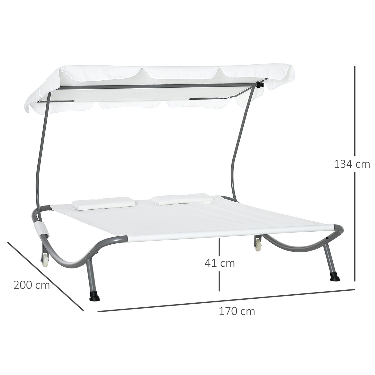 easycomfort easycomfort lettino sdraio prendisole matrimoniale con tettuccio regolabile crema