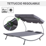 easycomfort easycomfort lettino sdraio prendisole matrimoniale con tettuccio regolabile grigio