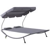 easycomfort easycomfort lettino sdraio prendisole matrimoniale con tettuccio regolabile grigio