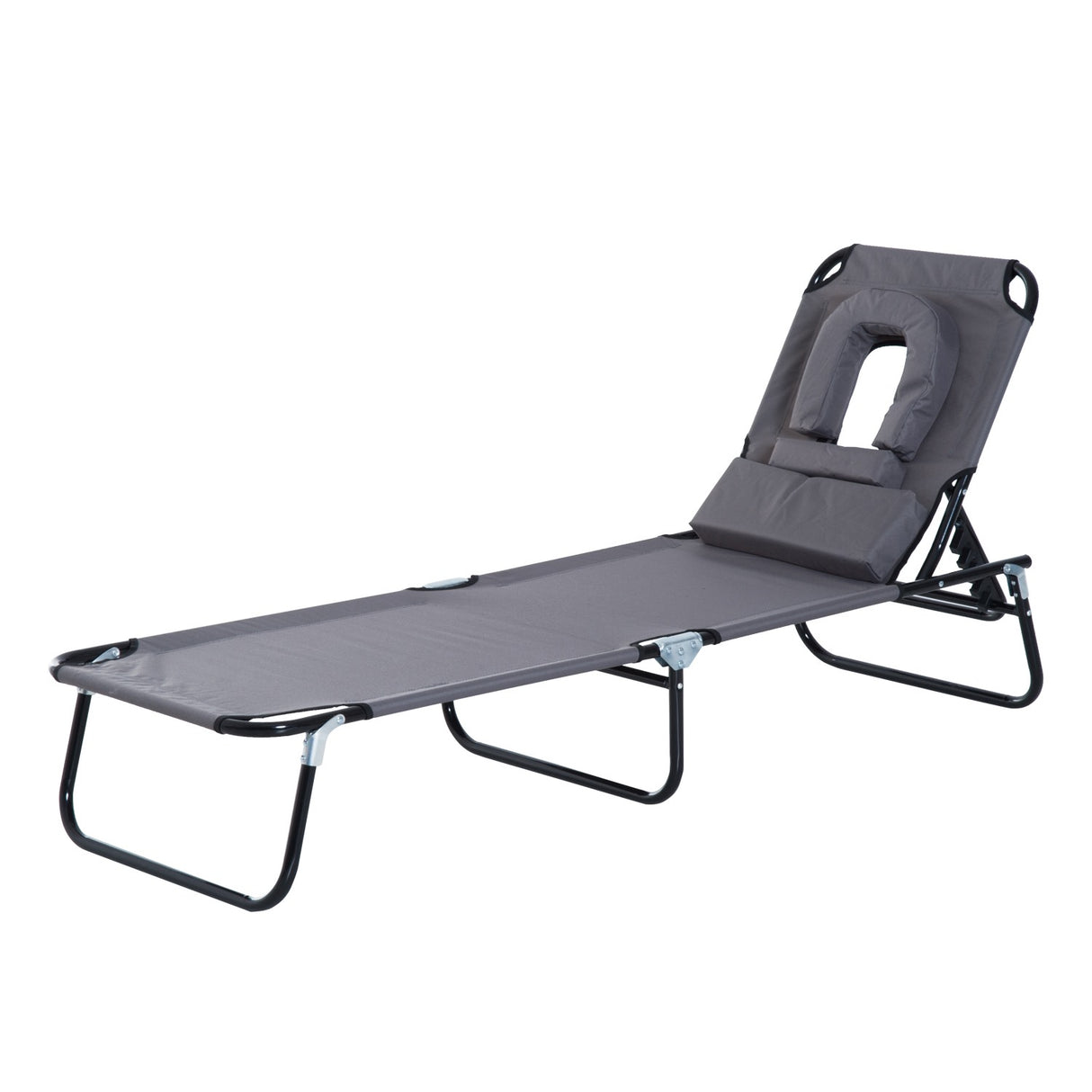 easycomfort easycomfort lettino prendisole relax pieghevole con cuscino poggiatesta grigio