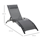 easycomfort easycomfort sdraio da giardino reclinabile su 5 livelli con cuscino rimovibile in alluminio e textilene grigio