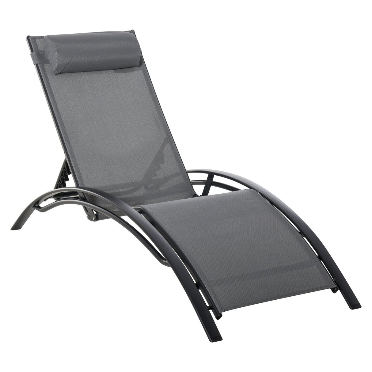 easycomfort easycomfort sdraio da giardino reclinabile su 5 livelli con cuscino rimovibile in alluminio e textilene grigio